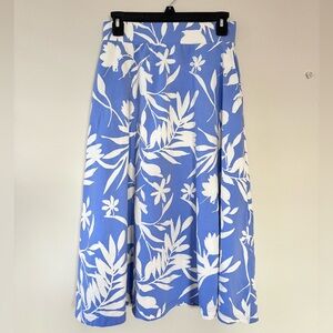 Pact Women’s Size Small Skirt Fit & Flare Midi Blue And White Floral NEW